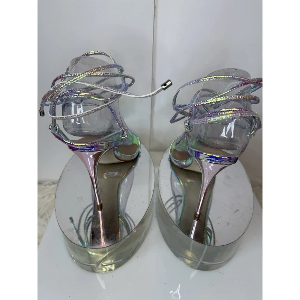 Steve Madden Women's‎ Limelight Strappy Stiletto Sz 7 Iridescent Holographic
